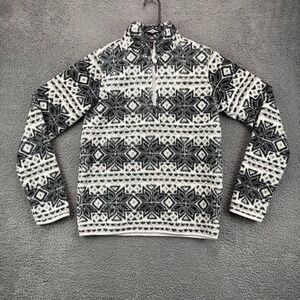 PRINCE &‎ FOX Mens Snowflake Fleece Quarter Zip Pullover Sweater Small